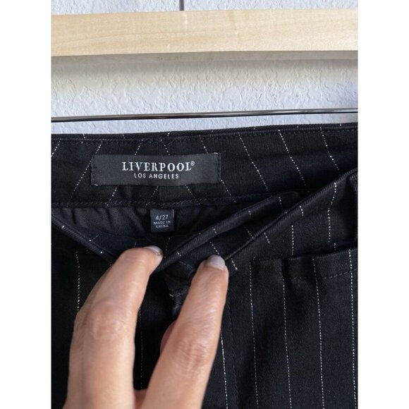 Liverpool Women's Mid-Rise Flare Trouser Pants Shimmer Pinstripe Denim Size 4/27 - Picture 8 of 11